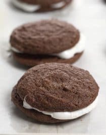 These Chocolate Marshmallow Sandwich Cookies make a delicious cookie recipe that chocolate lovers adore! So easy to make and fun to eat! // addapinch.com