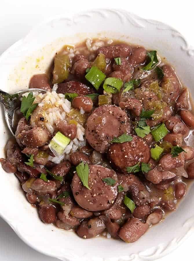 Slow Cooker Red Beans and Rice Recipe - A traditional Creole red beans and rice recipe that everyone loves made easy in the slow cooker! // addapinch.com