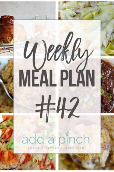 Weekly Meal Plan #42 - Sharing our Weekly Meal Plan with make-ahead tips, freezer instructions, and ways make supper even easier! // addapinch.com