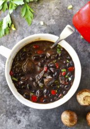 Red Pepper Mushroom Black Bean Soup Recipe - This quick and easy black bean soup recipe comes together in a snap for a vegetarian soup recipe that even meat lovers with adore! // addapinch.com
