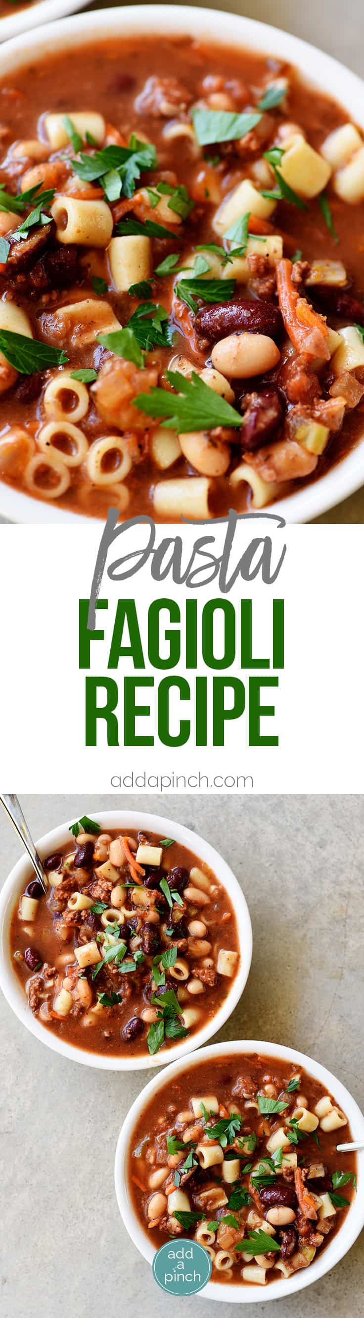Pasta Fagioli Recipe - If you love the Olive Garden Pasta Fagioli recipe, then I think you'll love this homemade version as much or more! Ready in 30 minutes! // addapinch.com