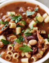 Pasta Fagioli Recipe - If you love the Olive Garden Pasta Fagioli recipe, then I think you'll love this homemade version as much or more! Ready in 30 minutes! // addapinch.com