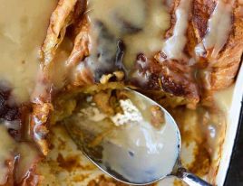Pumpkin Bread Pudding Recipe with Maple Cream Sauce - Imagine if pumpkin pie and bread pudding came together for the most epic fall recipe! Perfect for the holidays and entertaining! // addapinch.com