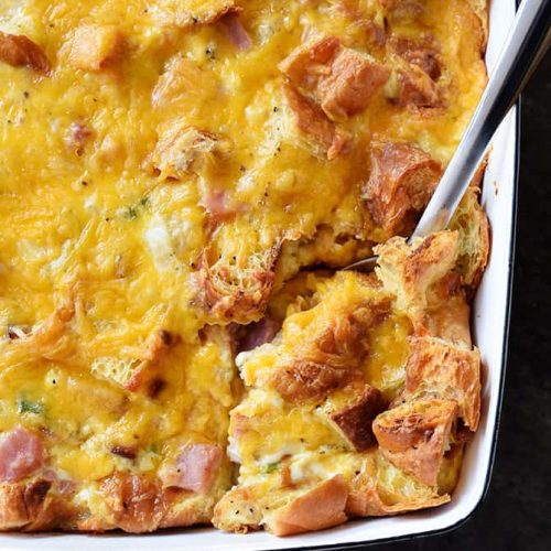 Ham and Cheese Croissant Casserole Recipe - Add a Pinch