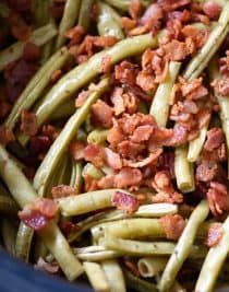 Slow Cooker Green Beans Recipe - These are the best slow cooker green beans and have everyone coming back for more! // addapinch.com