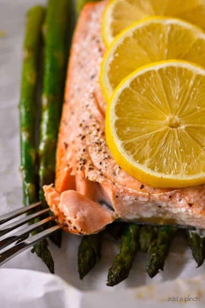 Lemon Garlic Salmon and Asparagus Parchment Packet Recipe - Add a Pinch