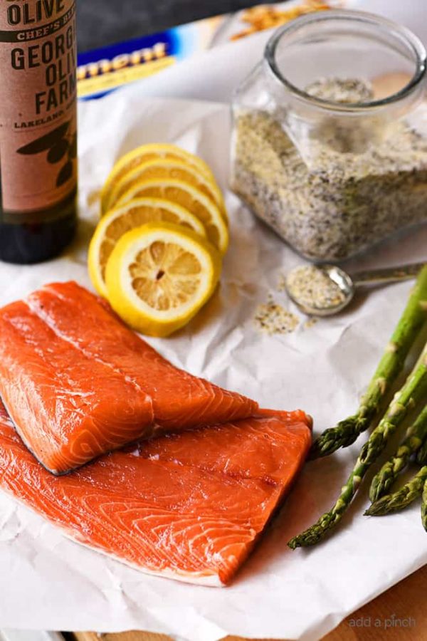 Lemon Garlic Salmon and Asparagus Parchment Packet Recipe - Add a Pinch