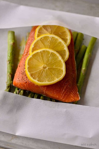 Lemon Garlic Salmon and Asparagus Parchment Packet Recipe - Add a Pinch