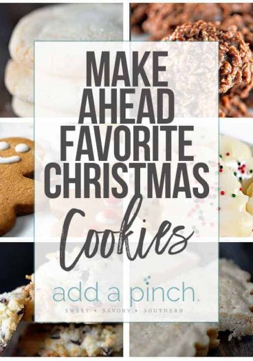Favorite Christmas cookies from sugar cookies to snickerdoodles, this is a list of classics and new found favorites includes make-ahead instructions and tips! // addapinch.com