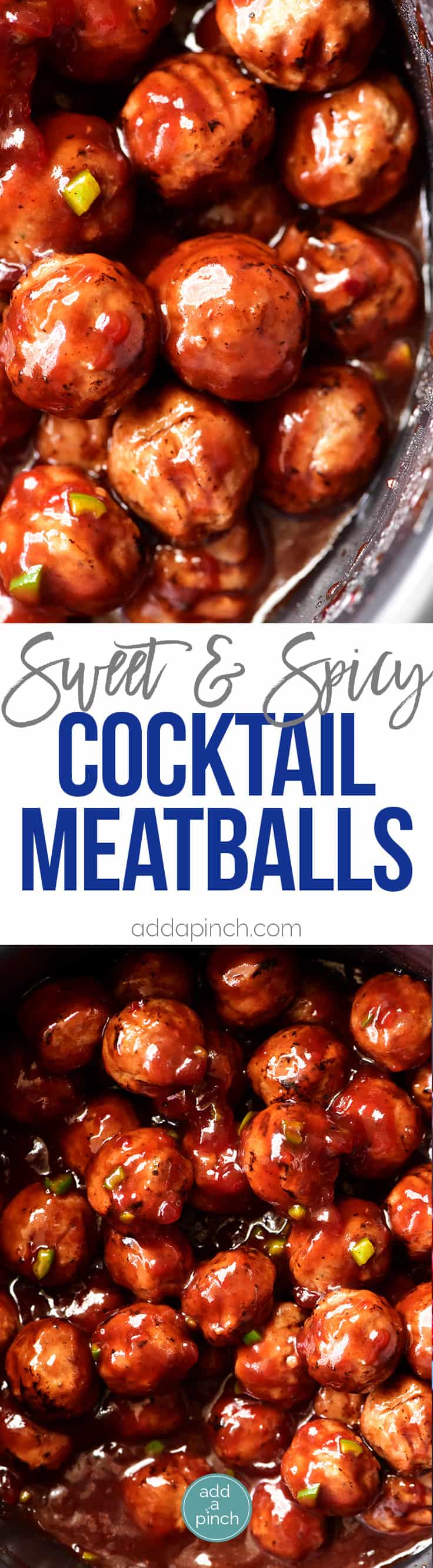 Sweet and Spicy Cranberry Cocktail Meatballs Recipe - An update on a classic party favorite, these sweet and spicy cranberry cocktail meatballs are always a hit! // addapinch.com