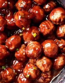 Sweet and Spicy Cranberry Cocktail Meatballs Recipe - An update on a classic party favorite, these sweet and spicy cranberry cocktail meatballs are always a hit! // addapinch.com