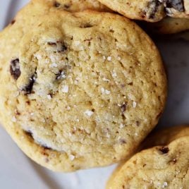 Salted Chocolate Chunk Cookies Recipe - An update of the classic chocolate chip cookie with a blend of dark and milk chocolate chunks and a sprinkle of sea salt, these are now a favorite chocolate chip cookie recipe! // addapinch.com