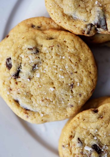 Photograph of cookies on a white plate.