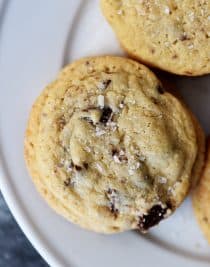 Salted Chocolate Chunk Cookies Recipe - An update of the classic chocolate chip cookie with a blend of dark and milk chocolate chunks and a sprinkle of sea salt, these are now a favorite chocolate chip cookie recipe! // addapinch.com