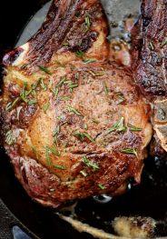 Skillet Rib Eye Steaks Recipe - Butter-basted skillet rib eye steaks that will remind you of your favorite steak house rib eye steaks! // addapinch.com