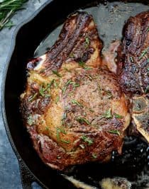 Skillet Rib Eye Steaks Recipe - Butter-basted skillet rib eye steaks that will remind you of your favorite steak house rib eye steaks! // addapinch.com