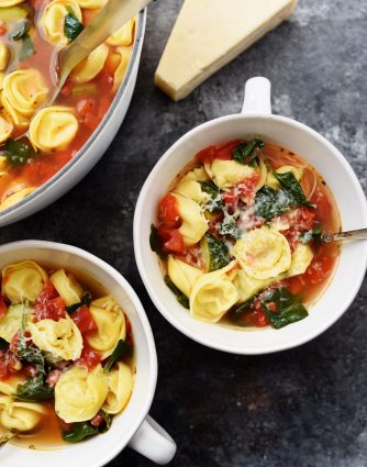 Vegetable Tortellini Soup Recipe - This quick and easy vegetable tortellini soup comes together in minutes for a flavorful soup recipe loaded with vegetables and delicious bites of tortellini. // addapinch.com