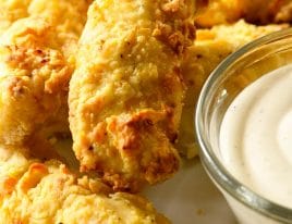 Air Fryer Chicken Tenders Recipe - These crispy, tender and delicious chicken fingers are baked to perfection in the air fryer. // addapinch.com