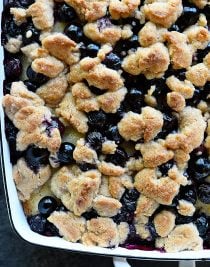 Blueberry Coffee Cake Recipe with Crumb Topping - Made with fresh blueberries and a delicious crumb topping, this blueberry coffee cake is always a favorite! Perfect for breakfast, brunch, or dessert! // addapinch.com