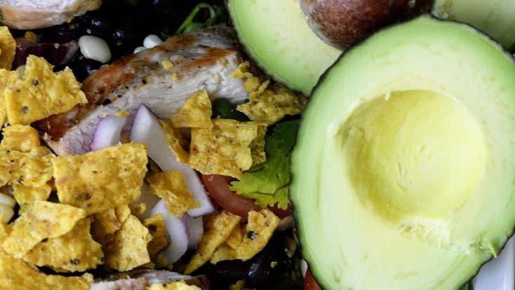 Grilled Chicken Fiesta Salad Recipe - This simple grilled chicken salad recipe is kicked up a notch for a spicy Tex-Mex favorite! // addapinch.com