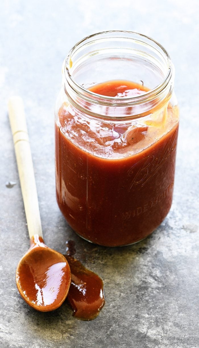 Homemade BBQ Sauce Recipe - Ready in 15 minutes, you'll have the best Homemade Barbecue Sauce that is sweet and tangy and made from scratch! // addapinch.com