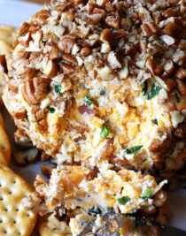 Bacon Ranch Cheese Ball Recipe - This creamy, dreamy cheese ball melds together bacon, ranch seasoning, and is the encased in chopped pecans. Perfect for easy entertaining! // addapinch.com