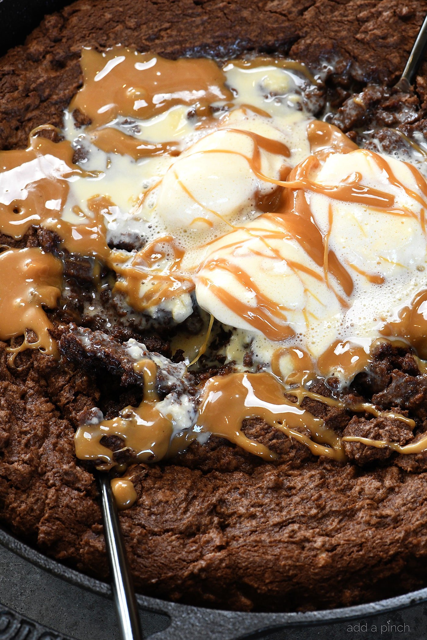 Double Chocolate Caramel Skillet Cookie Recipe Add a Pinch