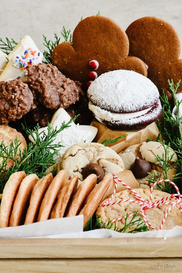 Christmas Cookie Tray - Build a beautiful Christmas Cookie Tray full of all those favorite Christmas cookies they are sure to love! // addapinch.com