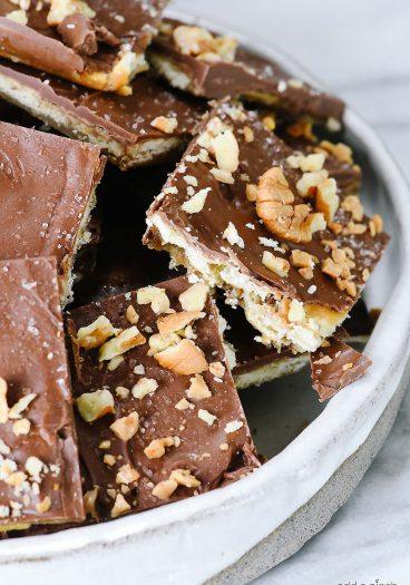 Saltine Cracker Toffee Candy Recipe - Cracker toffee or Christmas crack is a favorite, easy recipe made with only five ingredients! // addapinch.com