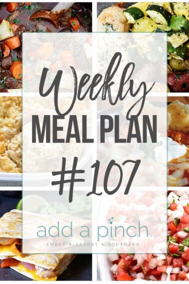 Sharing our Weekly Meal Plan with make-ahead tips, freezer instructions, and ways to make supper even easier! // addapinch.com