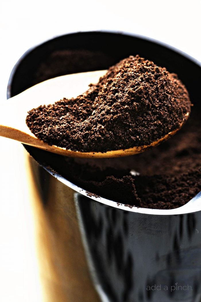 Freshly ground espresso powder.