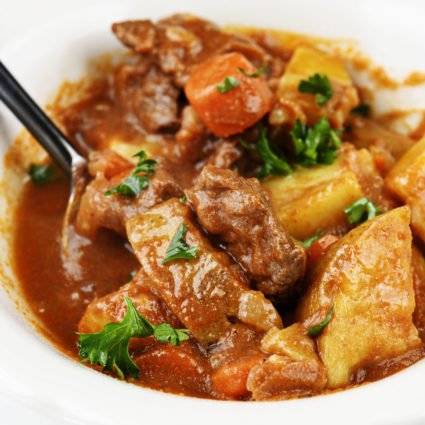 The Best Instant Pot Beef Stew Recipe - Mouthwatering beef stew made with tender chunks of beef, delicious vegetables and a hearty broth makes a favorite Instant Pot recipe! // addapinch.com