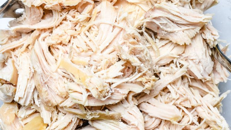 This Easy Shredded Chicken recipe makes meal prep even easier! Made with just two ingredients, you can customize to use in so many ways!  // addapinch.com