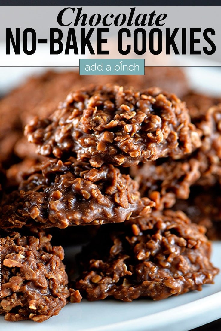 Chocolate No Bake Cookies photo with text - addapinch.com