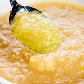 Learn how to make easy homemade applesauce! Made with just 2 ingredients, this applesauce can be made chunky or smooth! Perfect for the whole family! // addapinch.com