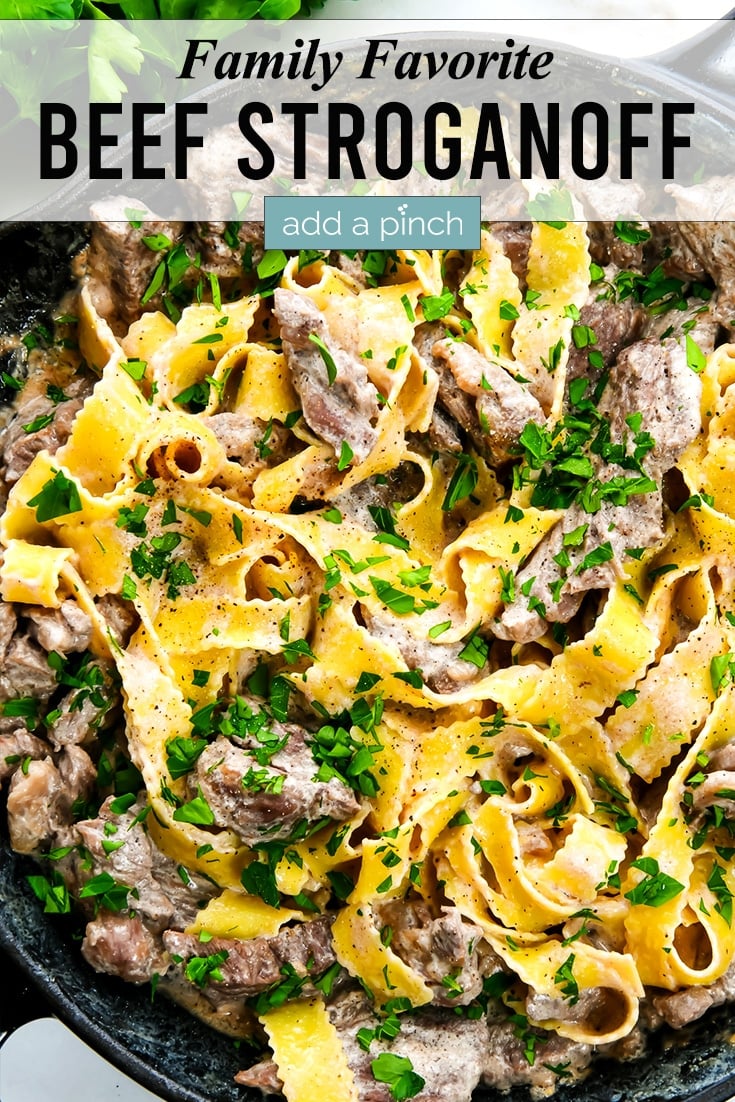 Easy Beef Stroganoff Photo with text - addapinch.com