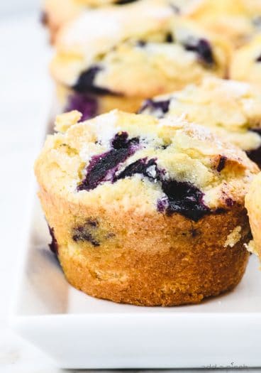 Blueberry Muffins on white platter