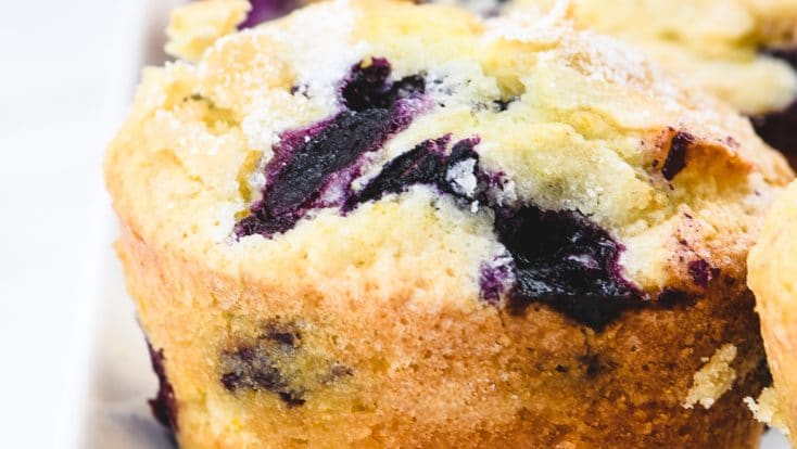 Blueberry Muffins on white platter