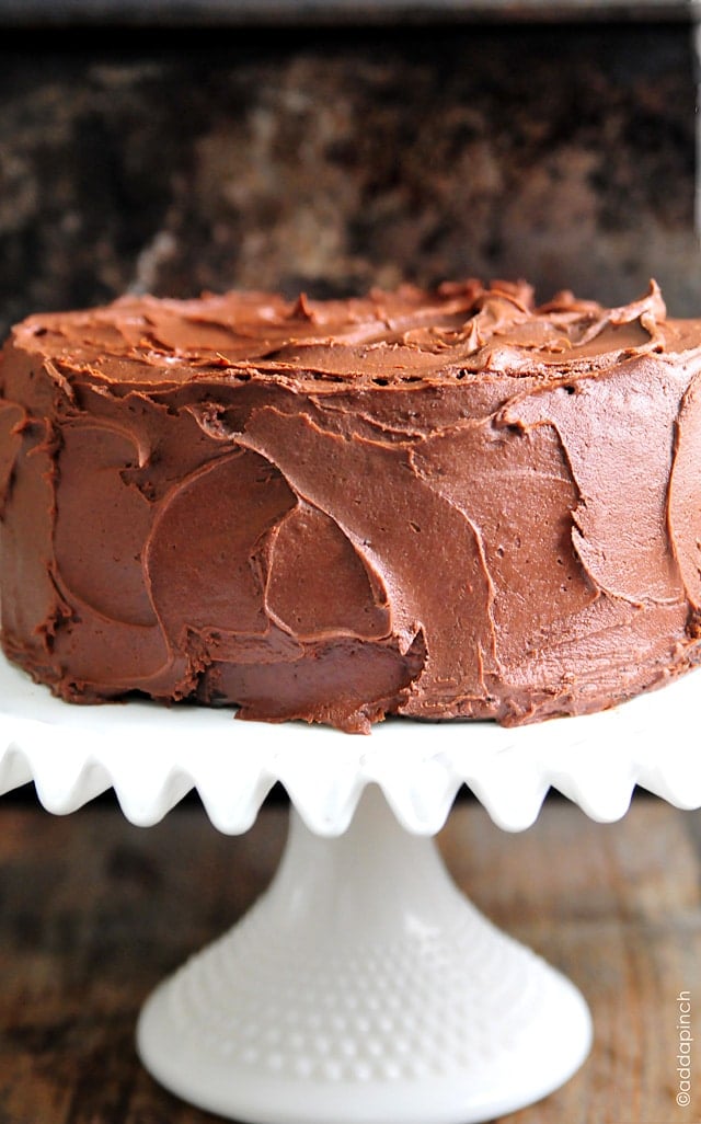 Baking cake in a dark pan