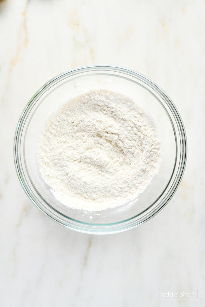 Flour mixture in a glass bowl