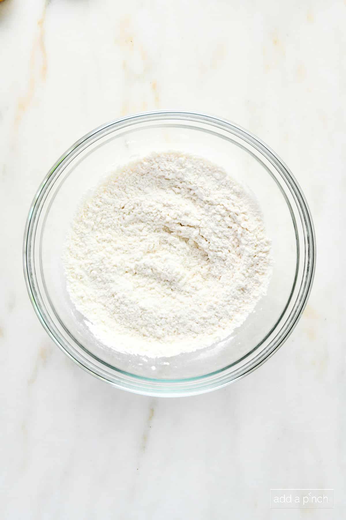 Flour mixture in a glass bowl