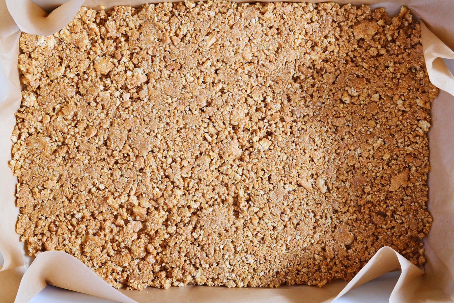 Cookie bar graham cracker crust ready to bake.
