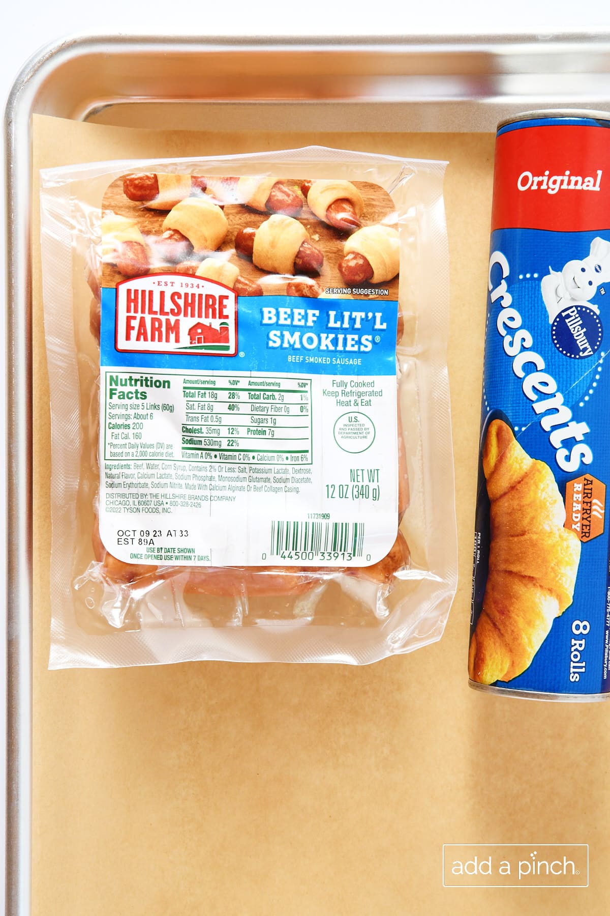 Ingredients used to make classic pigs in a blanket recipe