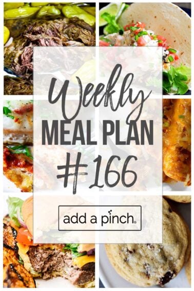 Weekly meal plan #167 graphic from addapinch.com