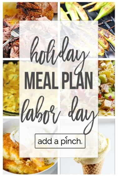 Graphic for labor day meal plan from addapinch.com