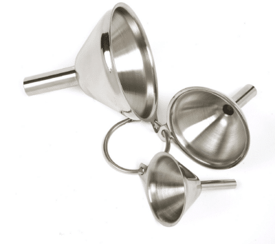 Stainless steel funnel set, small.
