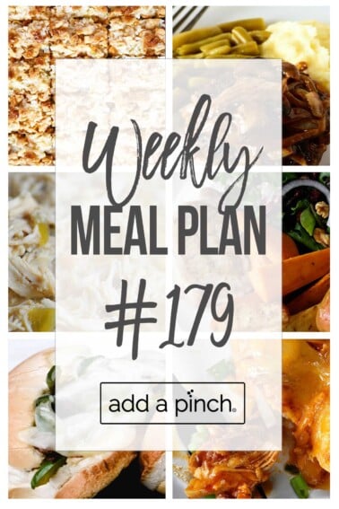 Weekly Meal Plan #179 graphic with text overlay.