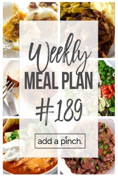 Graphic of weekly meal plan #189.