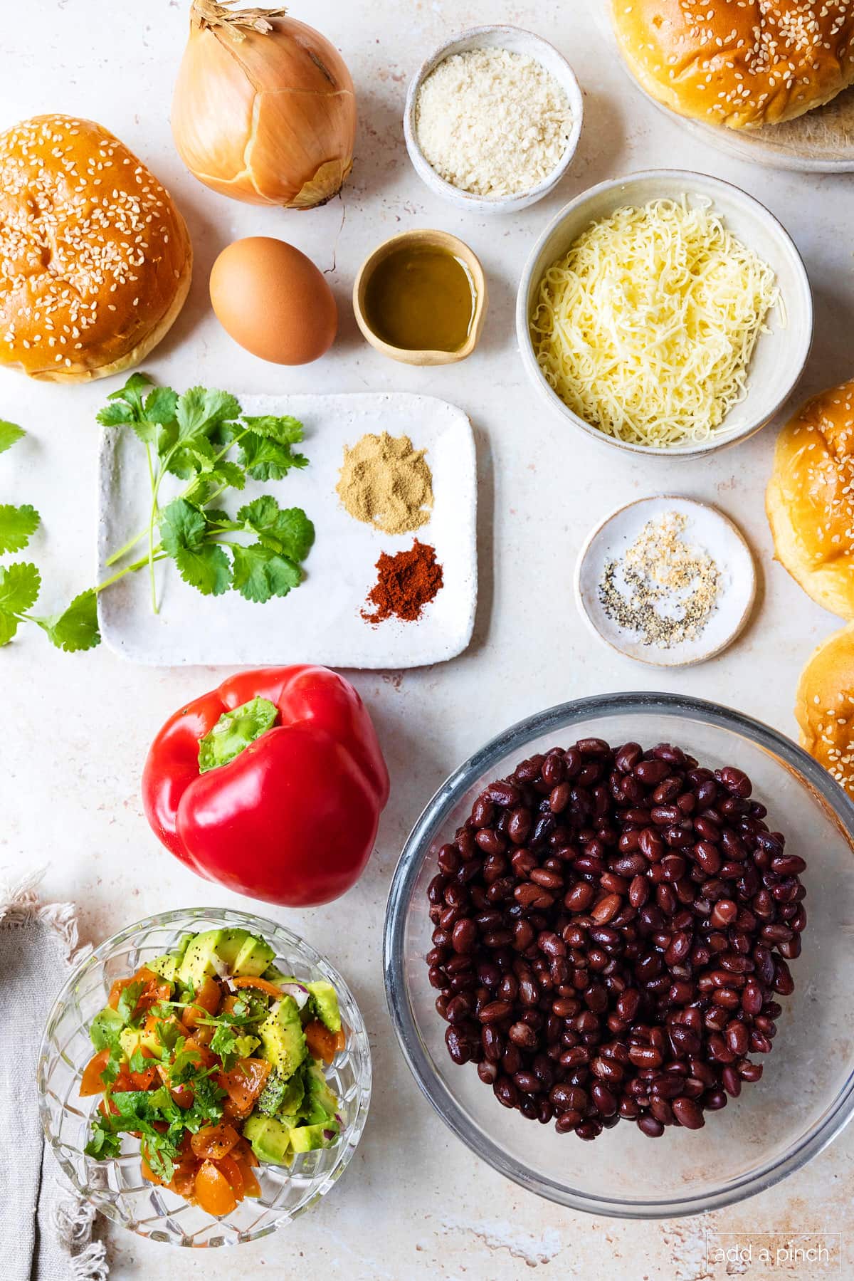 Ingredients to make easy black bean burgers.