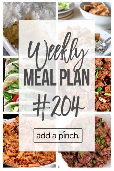 Graphic of Weekly Meal Plan #204.
